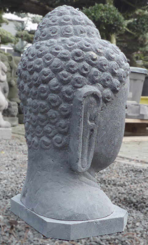 Tête de Bouddha en pierre de lave - 40 cm