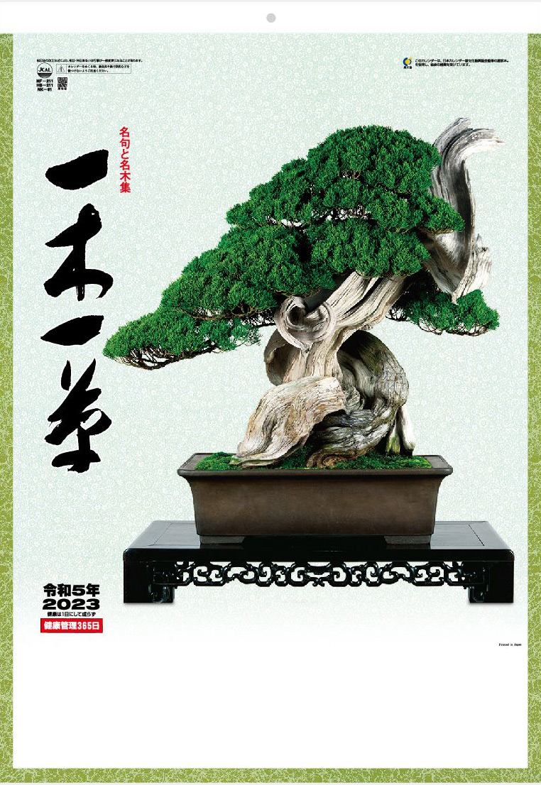 Bonsai-Kalender 2023 aus Japan.
12 Blätter.

Maße: ca. 53 x 38 cm