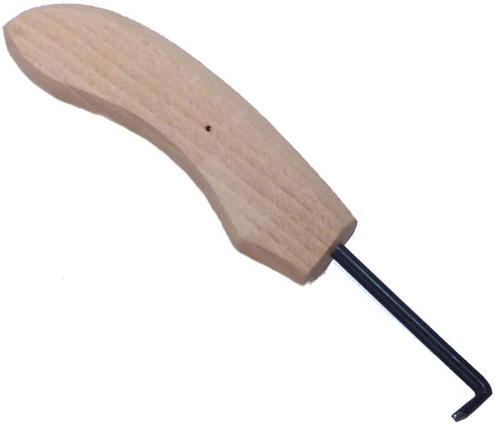 Schnitzwerkzeug zum Bearbeiten und Gestalten von Totholz. 
Echtholzgriff.
Gesamtlänge: 15,5 cm